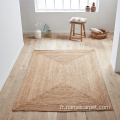 Tapis de plancher de jute de jute de jute tressé en fibre naturelle à la main